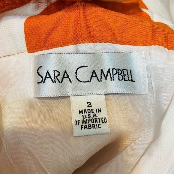 SARA CAMPBELL Ivory Orange Polka Dot Bow Shift Elegant Dress Size 2 - Picture 11 of 12